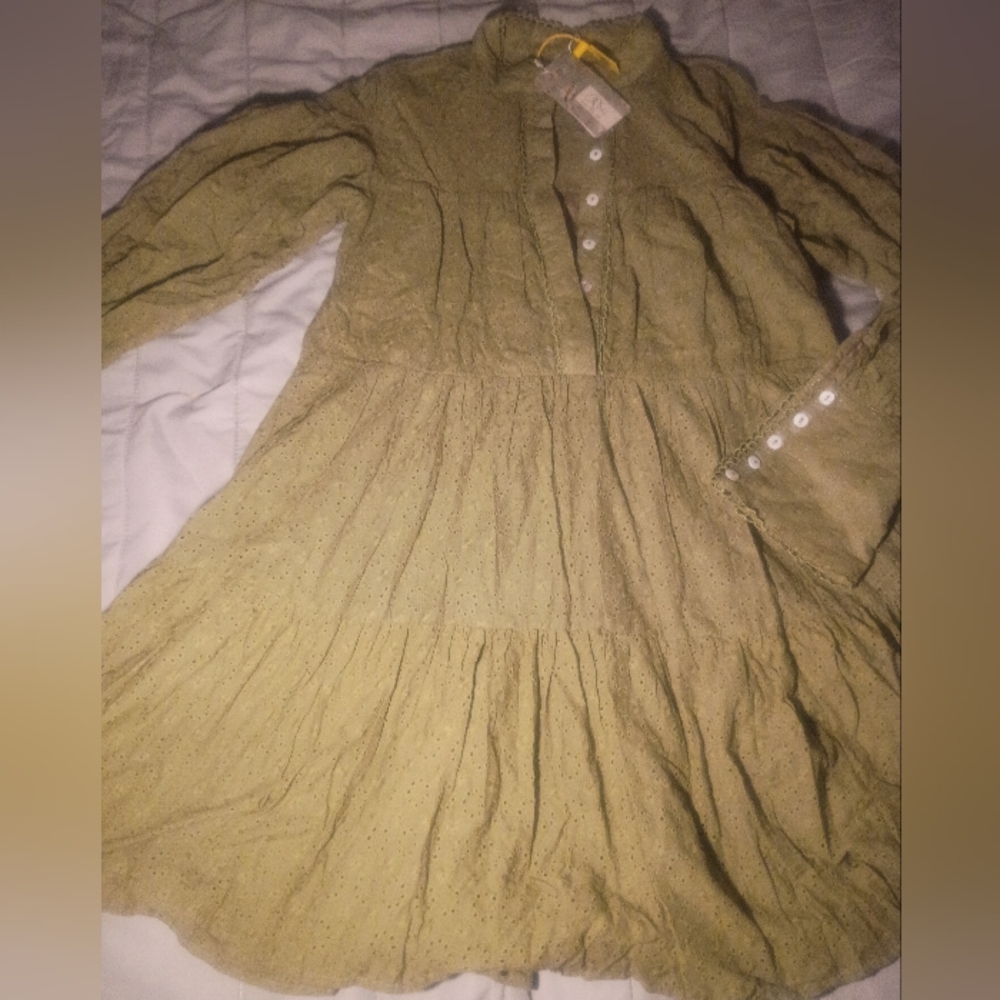 Olive Green Button-Up Dress